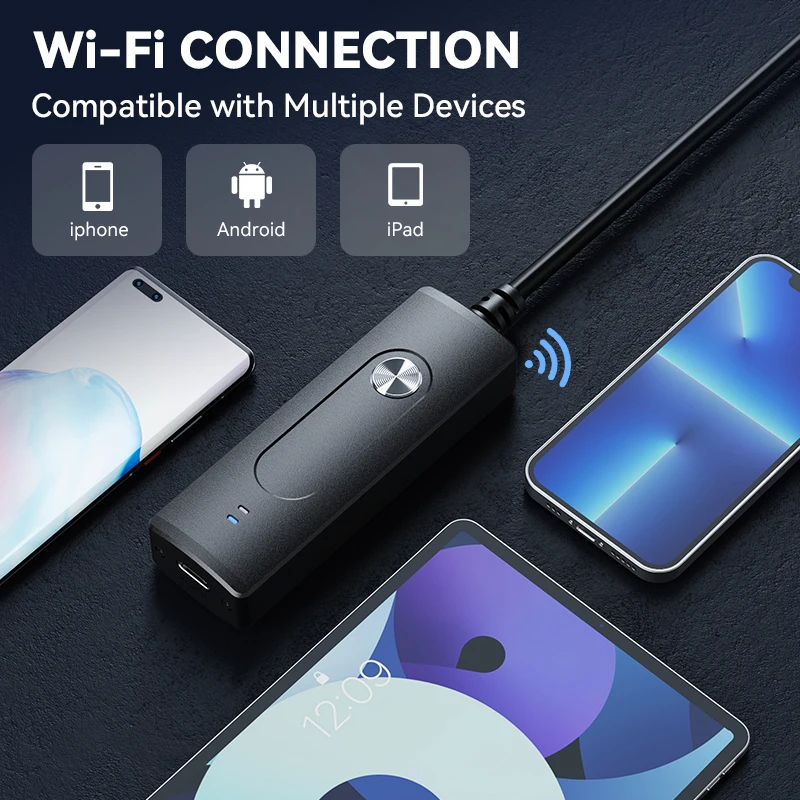 Wireless Endoscope Camera 1080P HD 8mm IP67 Waterproof Lens WiFi Inspection Camera 2000mA Battery Snake Camera for Android & iOS-3