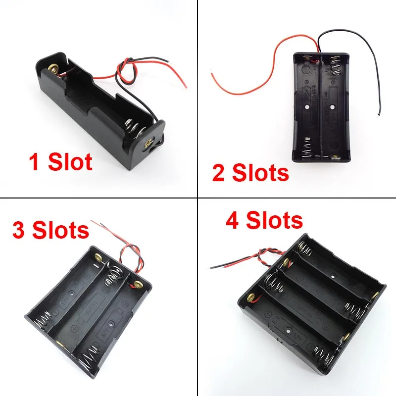 5pcs 1 2 3 4 Slots ports AA 2AA 3AA 4AA 1.5v 3v 4.5v 6v Size Power Battery Storage Case Box Holder 3Xaa 2xaa aa With Leads h-2