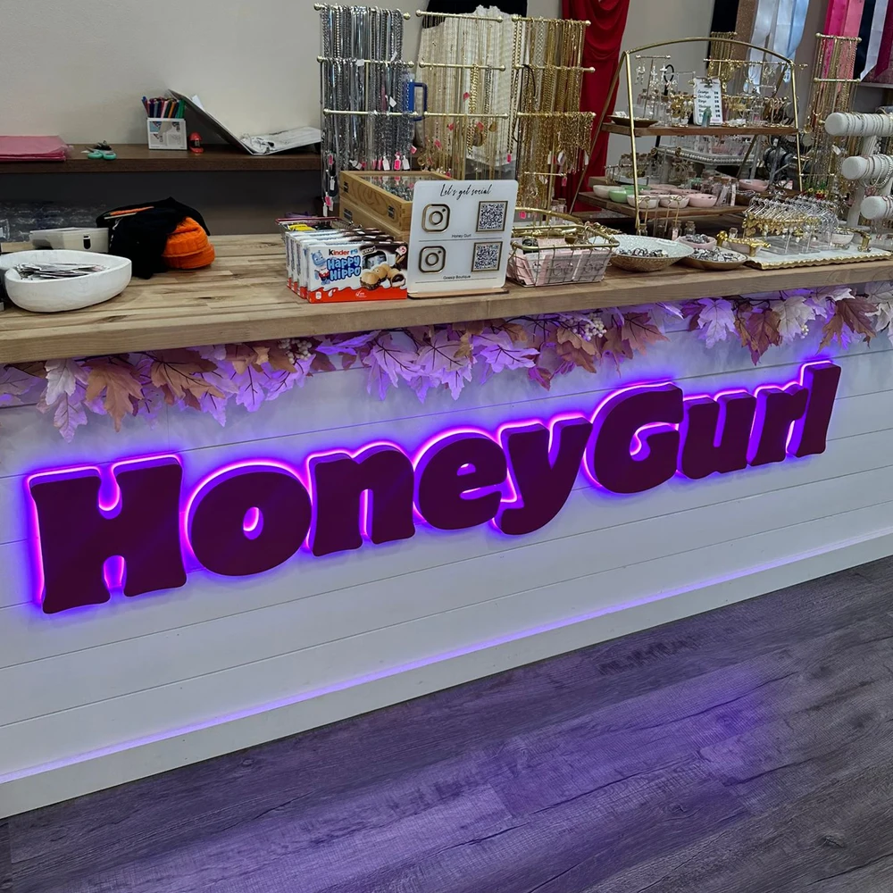 Custom 3D Metal LED Sign Luminous Lettering for Outdoor/Indoor Company Store Logo Wall Decor Illuminated Light Signage-5