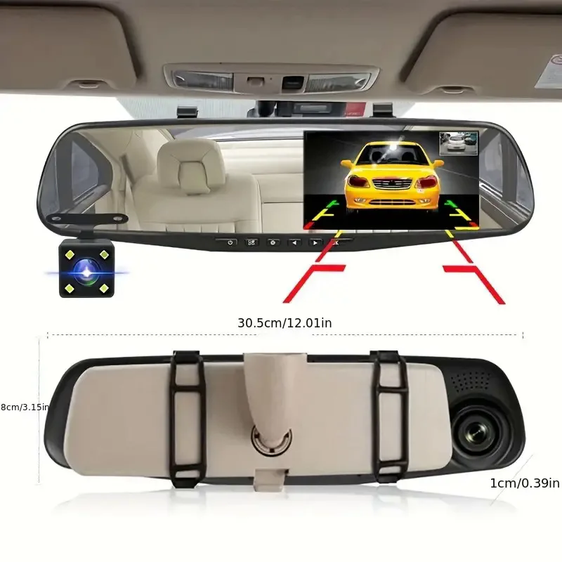 HD 1080P Dual Lens Car DVR Mirror Dash Cam Night Vision Front And Rear 170 Angle Reversing Camera Digital Video Recorder Backup-2