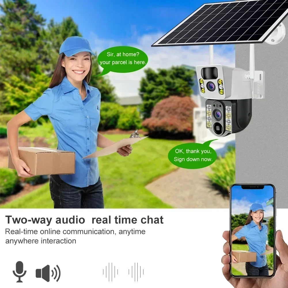 4K 4MP 4G Dual Lens PTZ Solar Camera Free 512G Memory Card Outdoor CCTV Dual Screen AI Human Tracking Secuity WIFI Camera V380-4