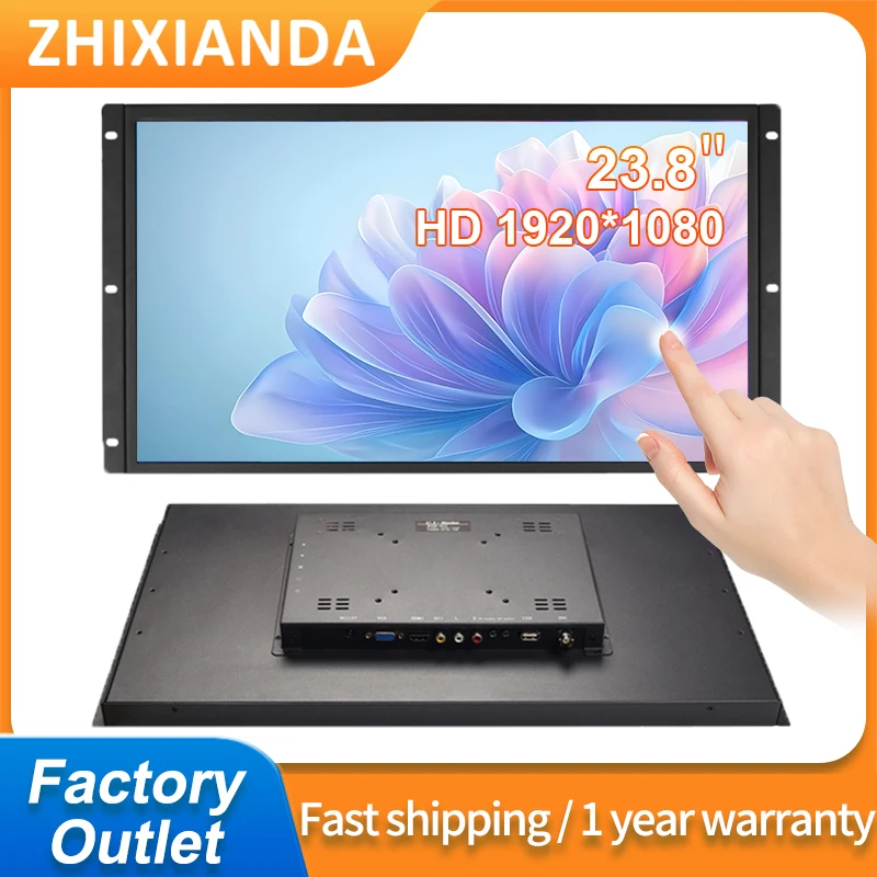 23.8/24 Inch HD 1920*1080 Industrial Open Frame Monitor Capacitive Touch Screen Display VESA Wall Mounted VGA AV HDMI-Compatible