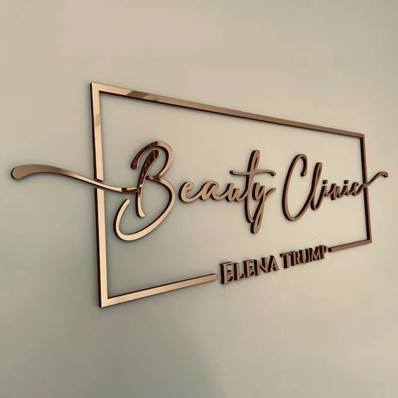 Custom Logo Letters Metal Office Reception Sign Building Signage Beauty Salon Logo Wall Sign Advertising Acrylic Sign
