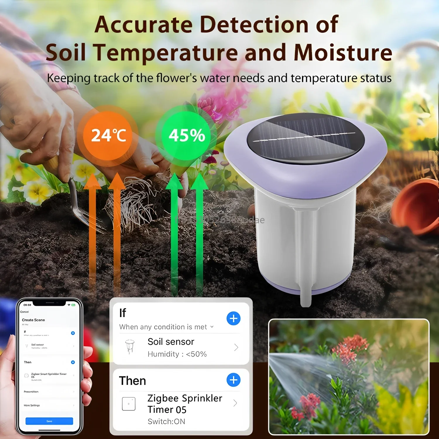Tuya Smart ZigBee Solar Soil Sensor Temperature and Humidity Meter Thermo Hygrometer Home Garden Automation Irrigation Detector-4