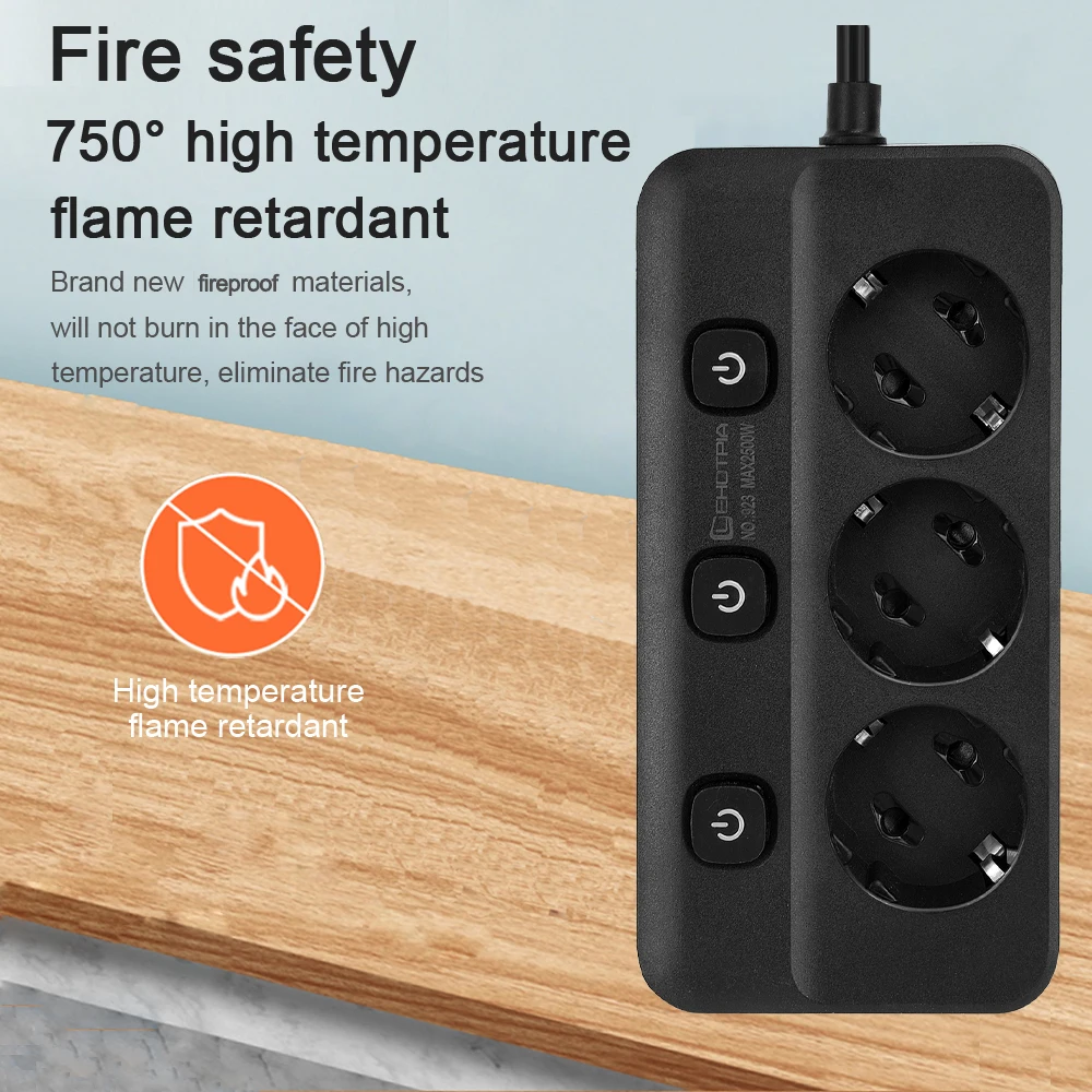 Power Strip EU Plug AC Outlets Multitap Socket Extension Cord Electrical Independent control switch Network Filter Adapter-3