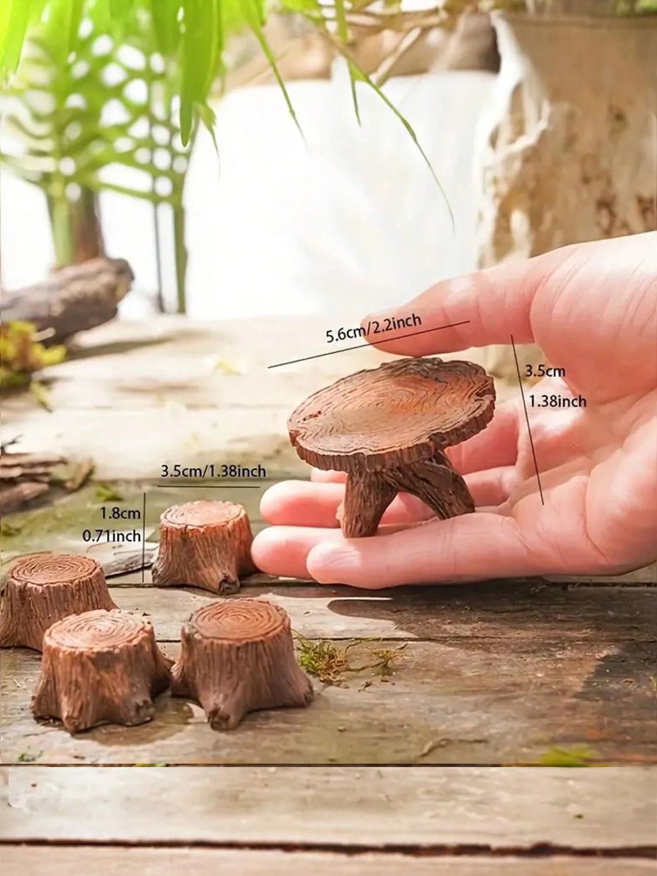 5 miniature tree stump garden art accessories resin decoration, garden landscape accessories, resin creative crafts-4
