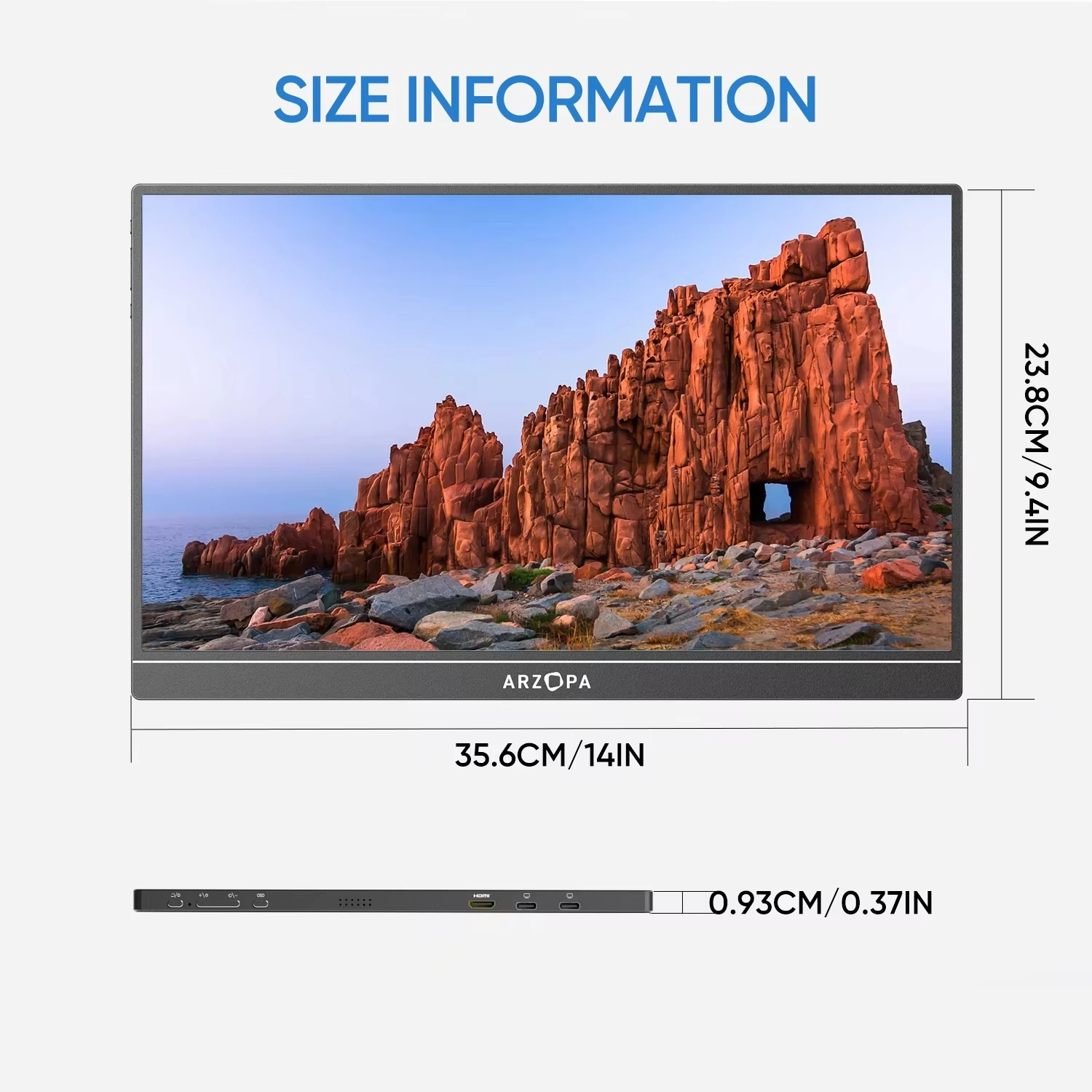 ARZOPA 16inch 2K Portable Monitor 16:10 IPS Screen with type-c mini hdmi Second Display for MAC/Laptop/PC/Xbox/PS4/5/Switch,Z1RC-6