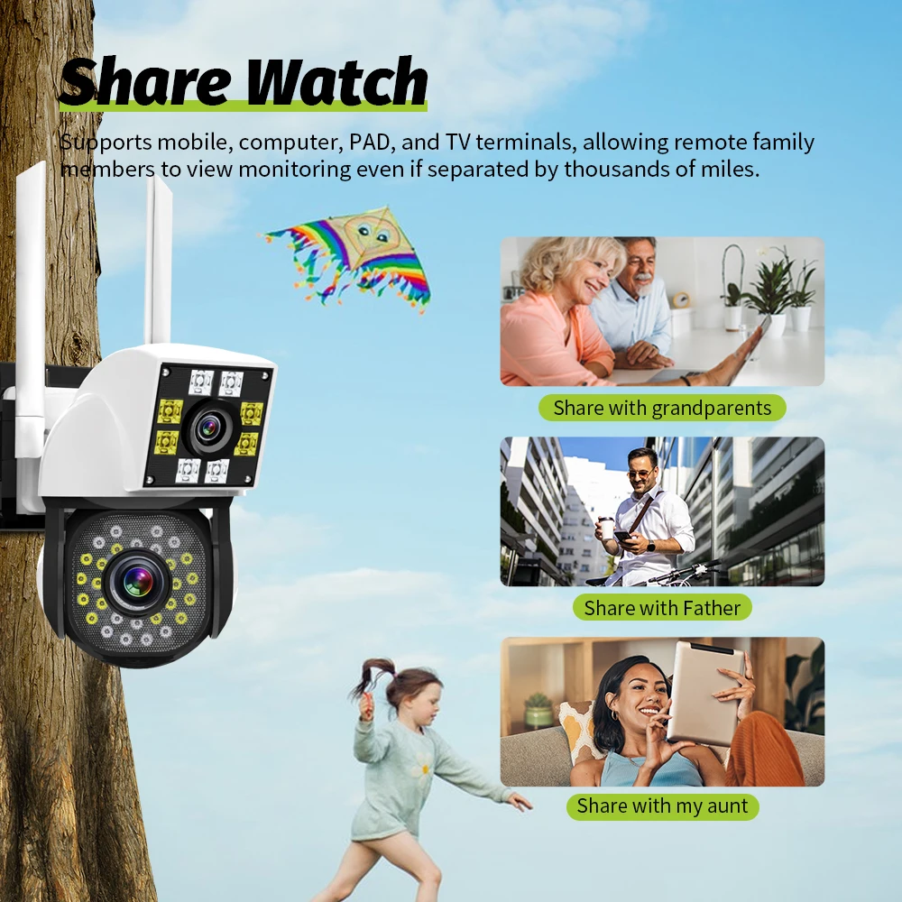 Neye 4K/8MP Wireless WiFi Camera 1080P Dual Lens Dual Screen Outdoor Home Head IP Camera CCTV Dual Lens Security Camera-5