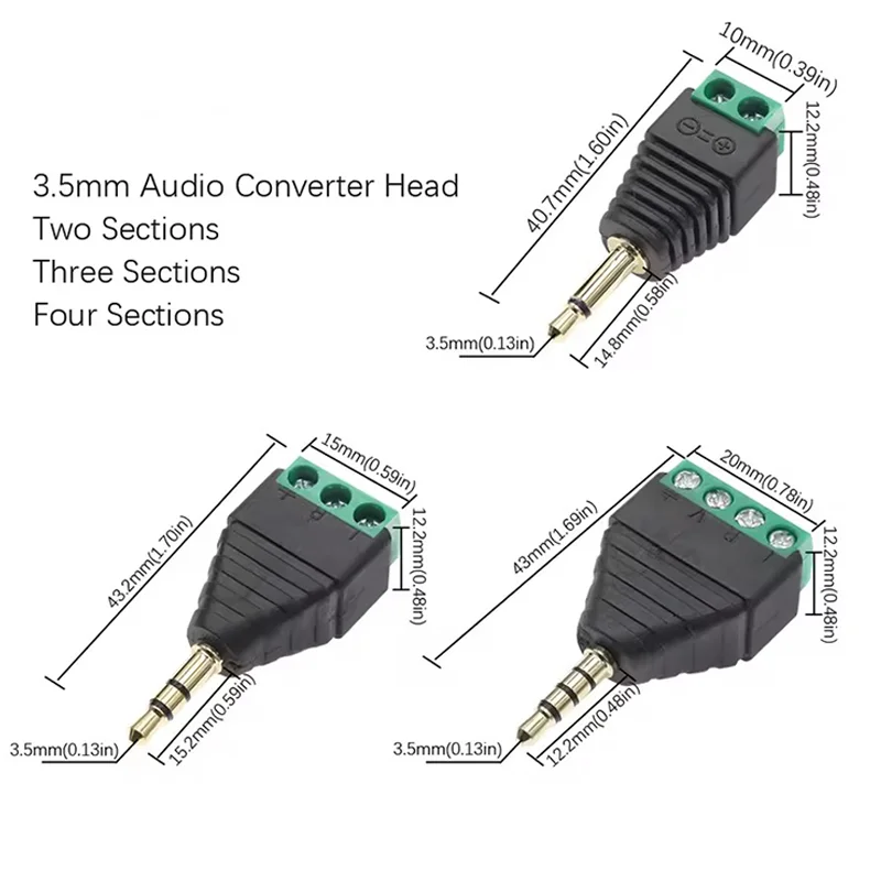 Earphone Audio Jack 3.5mm Connector Stereo Adapter 3.5mm RCA Audio Mono Channel Plug To Screw Terminal Audio Mono Channel Plug-4