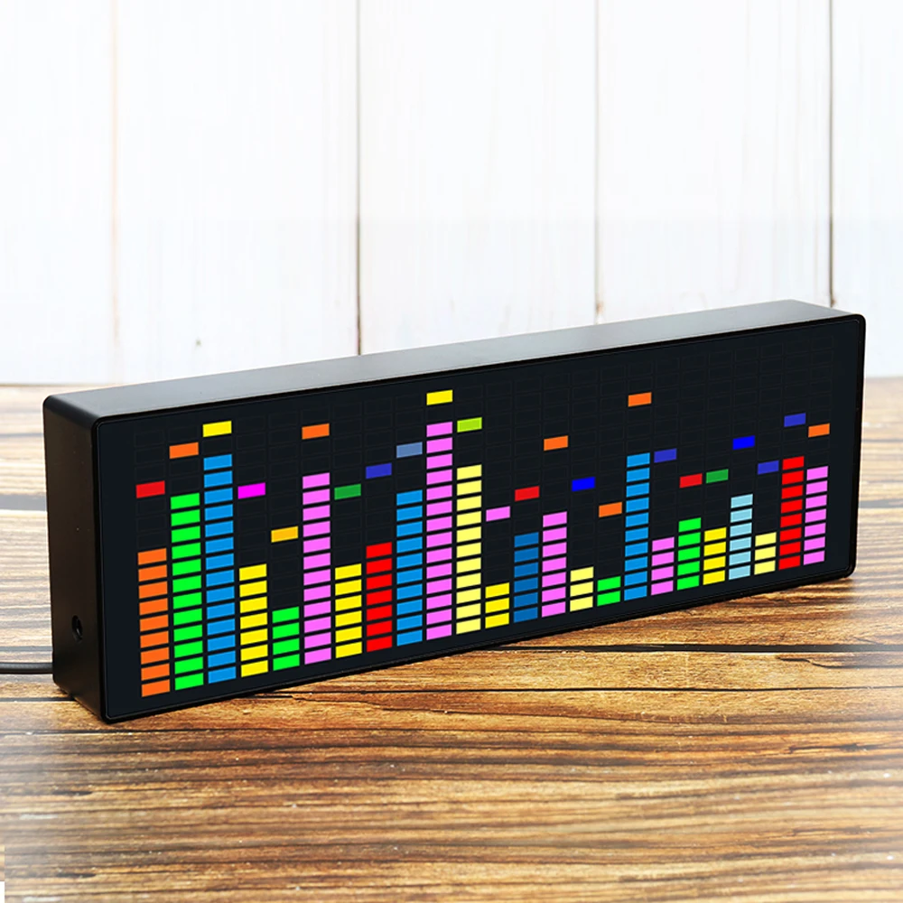 LED music Spectrum rhythm lights voice sensor 1624 RGB atmosphere level indicator with clock display-3