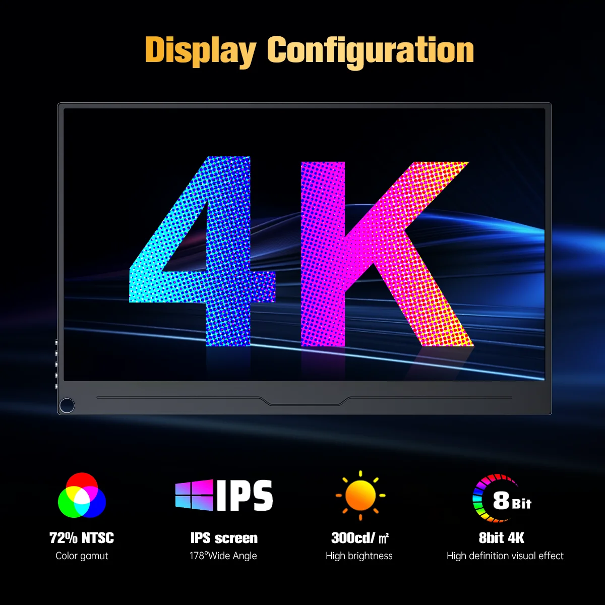 HOWENS 15.6 inch 4K FHD Portable Monitor Screen Dual Speakers HDR IPS RGB Gaming Display for Laptop Switch Xbox PS4/5 with Stand-3
