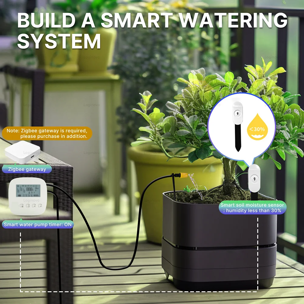 Zigbee Soil Tester Moisture Sensor Meter Tuya Temperature Humidity Moisture Detector Smart Home Automation Irrigation For Plant-5
