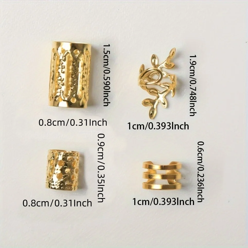 40PCS/Set Elegant Hollow Out Hair Rings With Different Patterns For Women Girls DIY Hair Accessories Loc Hair Jewelry for Braids-4