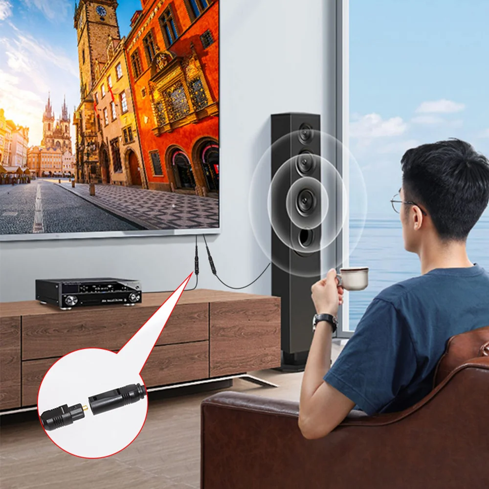 Digital Optical Audio Toslink Cable Amplifier Sound Bar Digital Optical 2 in 1 Male to Female SPDIF MD DVD Cable High Quality-3