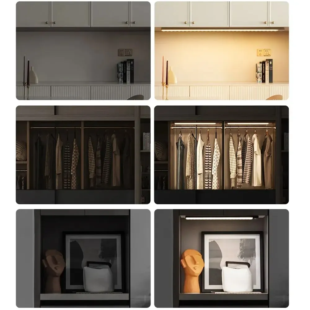 LED Cabinet Light USB Type-C Rechargeable Motion Sensor Led Lamp for Kitchen Wardrobe Cabinet Lighting 20cm/30cm/40cm/50cm/60cm-3