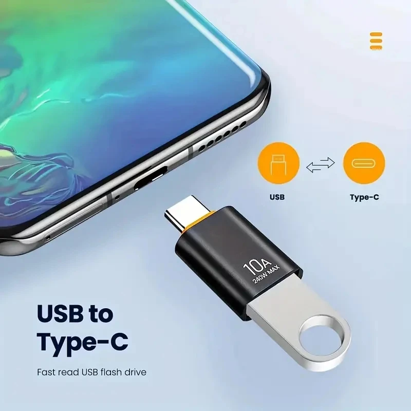 10A OTG Type C Female to USB A Male USB 3.0 to Type-C Converter  Fast Charging Data Adapter for Laptop Xiaomi Samsung Oneplus-2