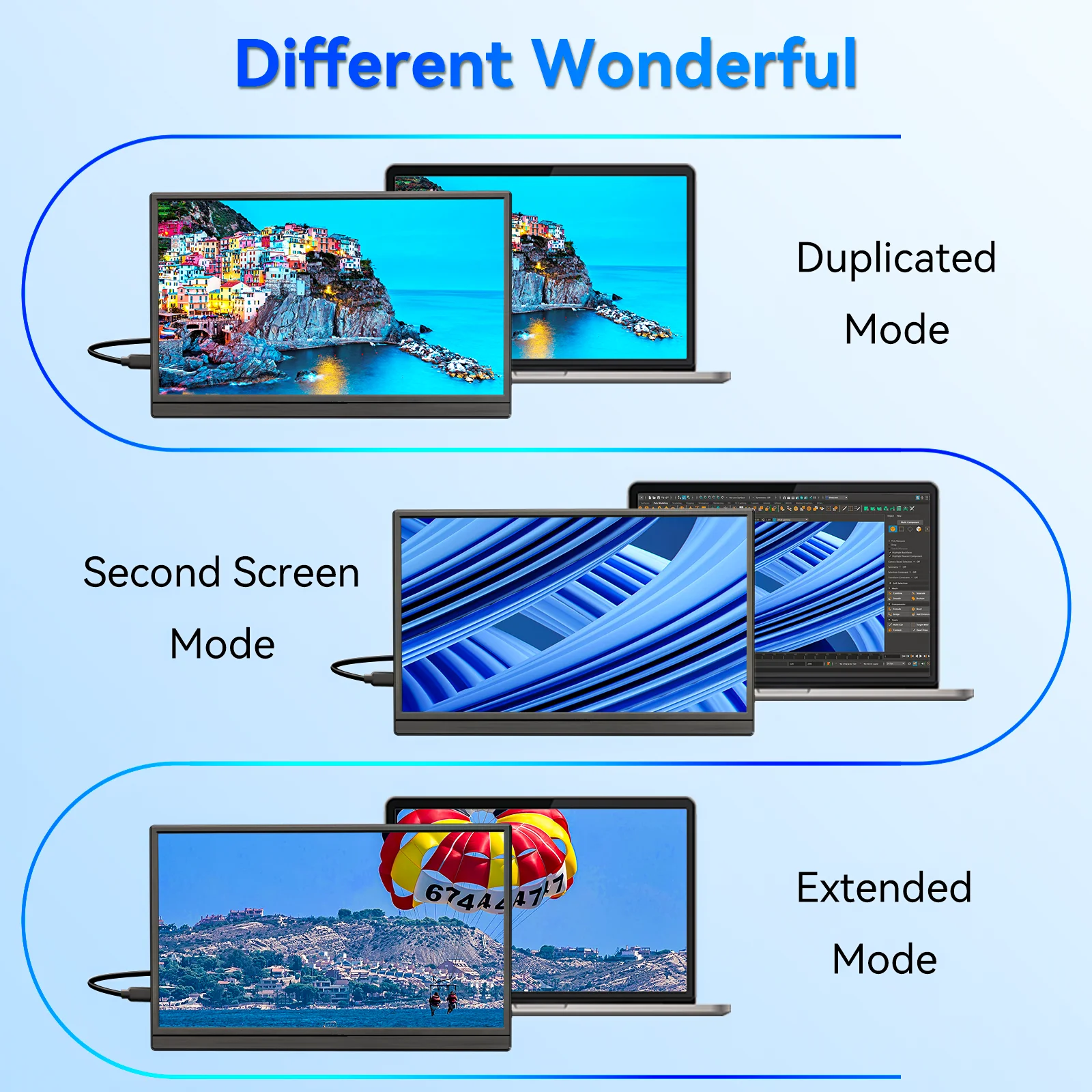 VEOUT Gift 15.6inch 60HZ Gaming Portable Monitor for Laptop, 1080P IPS Display LCD FHD External Second Computer Screen for Phone-6