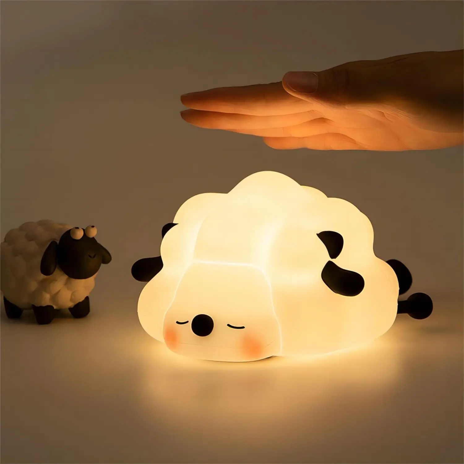 LED Night Lights Cute Sheep Panda Rabbit Silicone Lamp USB Rechargeable Timing Bedside Decor Kids Baby nightlight Birthday Gift-4