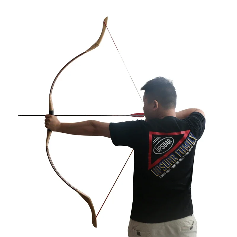 Toparchery Archery Wooden Traditional Loogbow, Chinese Ming Dynasty Recurve Bow, Outdoor Shooting Hunting Bow, 30-55lbs Gifts-6