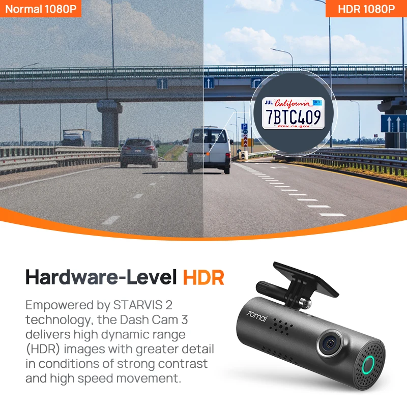 70mai Dash Cam 3 M200 APP English Voice Control 1080P HDR Night Vision 24H Parking Surveillance 70mai Car DVR M200 WIFI-5