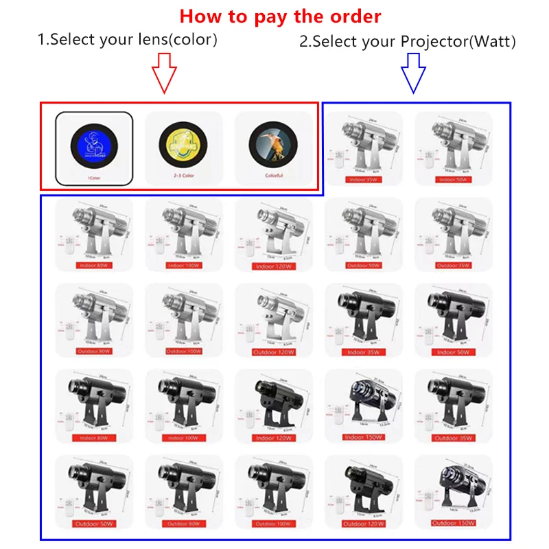 Customized 150W HD Indoor Door Head Outdoor ip67 Waterproof Rotating Advertising Image Projection Lamp Gobo Shop Logo Projector-5