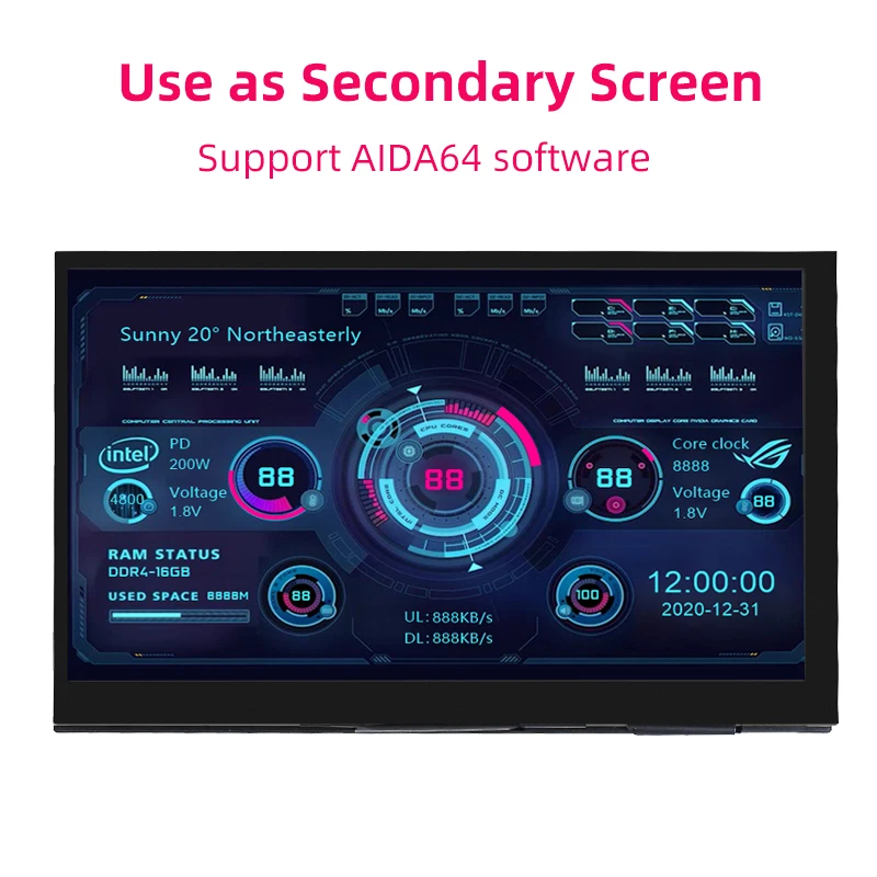 7 Inch Portable Display IPS LCD Capacitive Touch Screen 1024x600 Monitor Optional Speakers for Raspberry Pi 5 4B 3B+ Laptop PC-5
