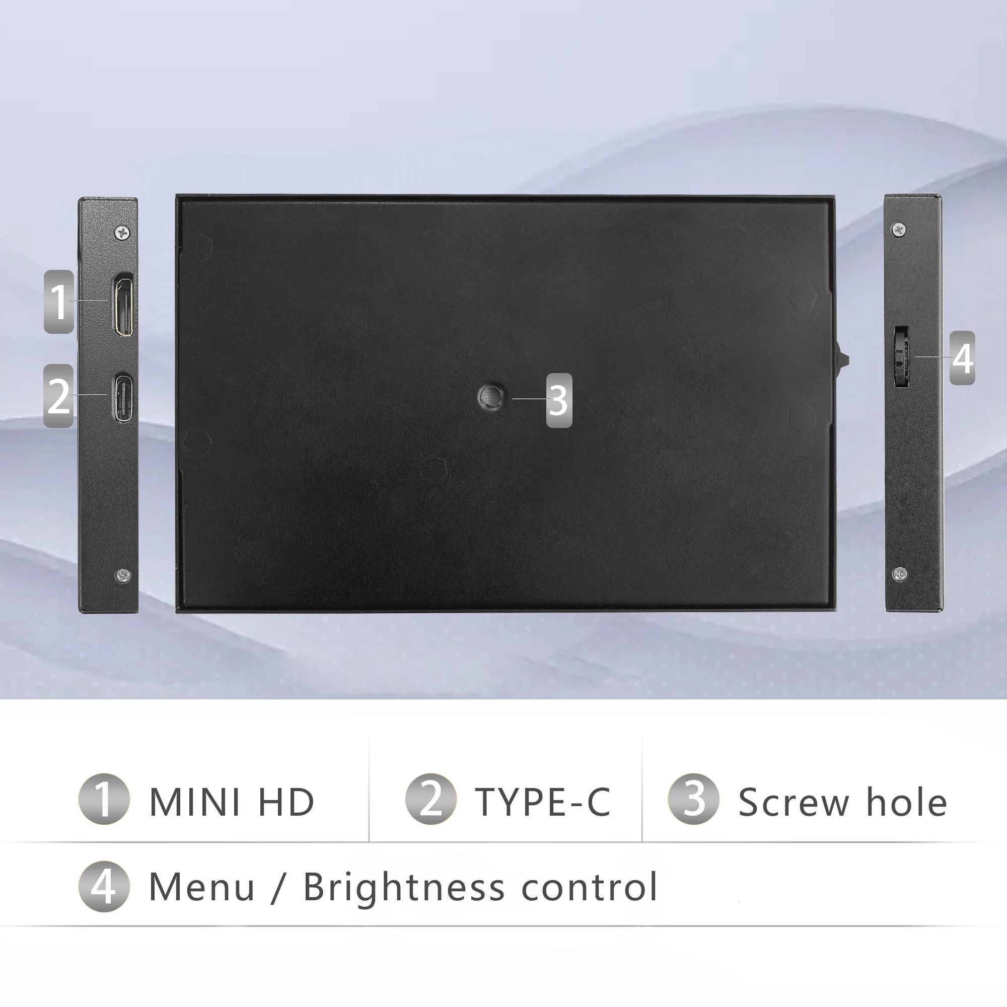 5-inch 1024 * 600 high-definition HDMI 100% sRGB display IPS module type-c interface touchless portable display-2