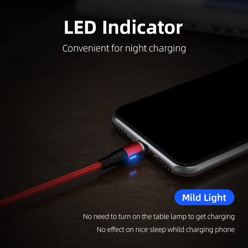AUFU LED Magnetic USB Charging Cable USB Type C Phone Cable Magnet Phone Charger Micro USB For iPhone 11 12 Pro Max For Xiaomi-3