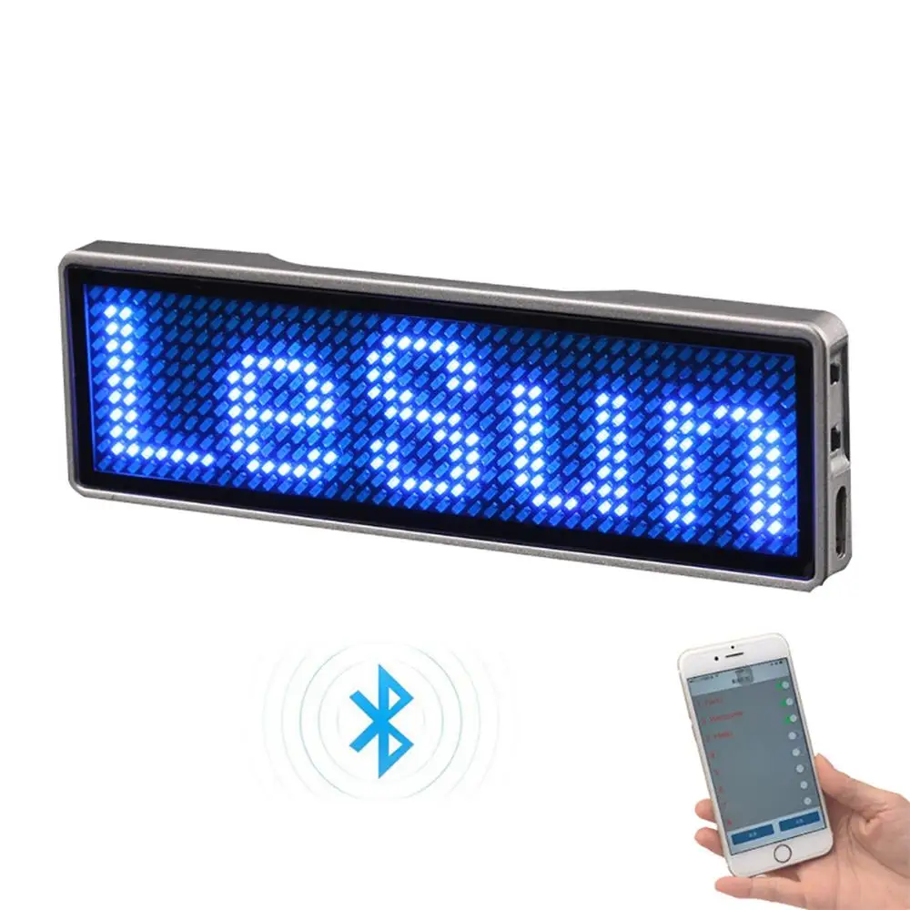 Mini LED Name Badge Digital Display New Bluetooth LED Name Badge DIY Programmable Scrolling Message Board LED Display HD Text-4