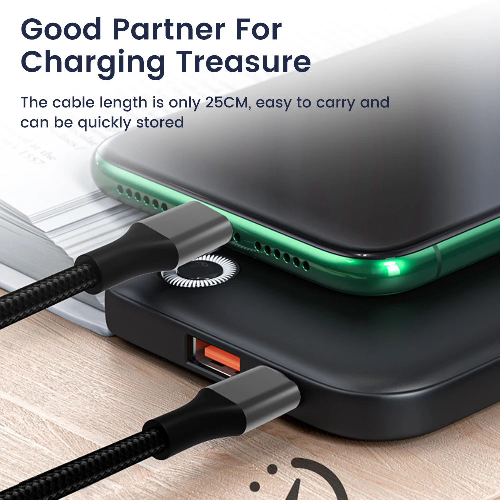 0.25m Type C Usb Cable Fast Charging Data Cable Short Portable Usb C lightning Cable Charge for IphonePower Bank Phone Wire-2