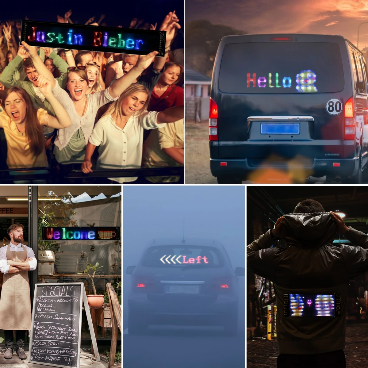 Smart Bluetooth LED Display Screens RGB LED Module Sign Matrix Pixel LED Panel Scrolling Signboard Advertising Light Car Decor-4