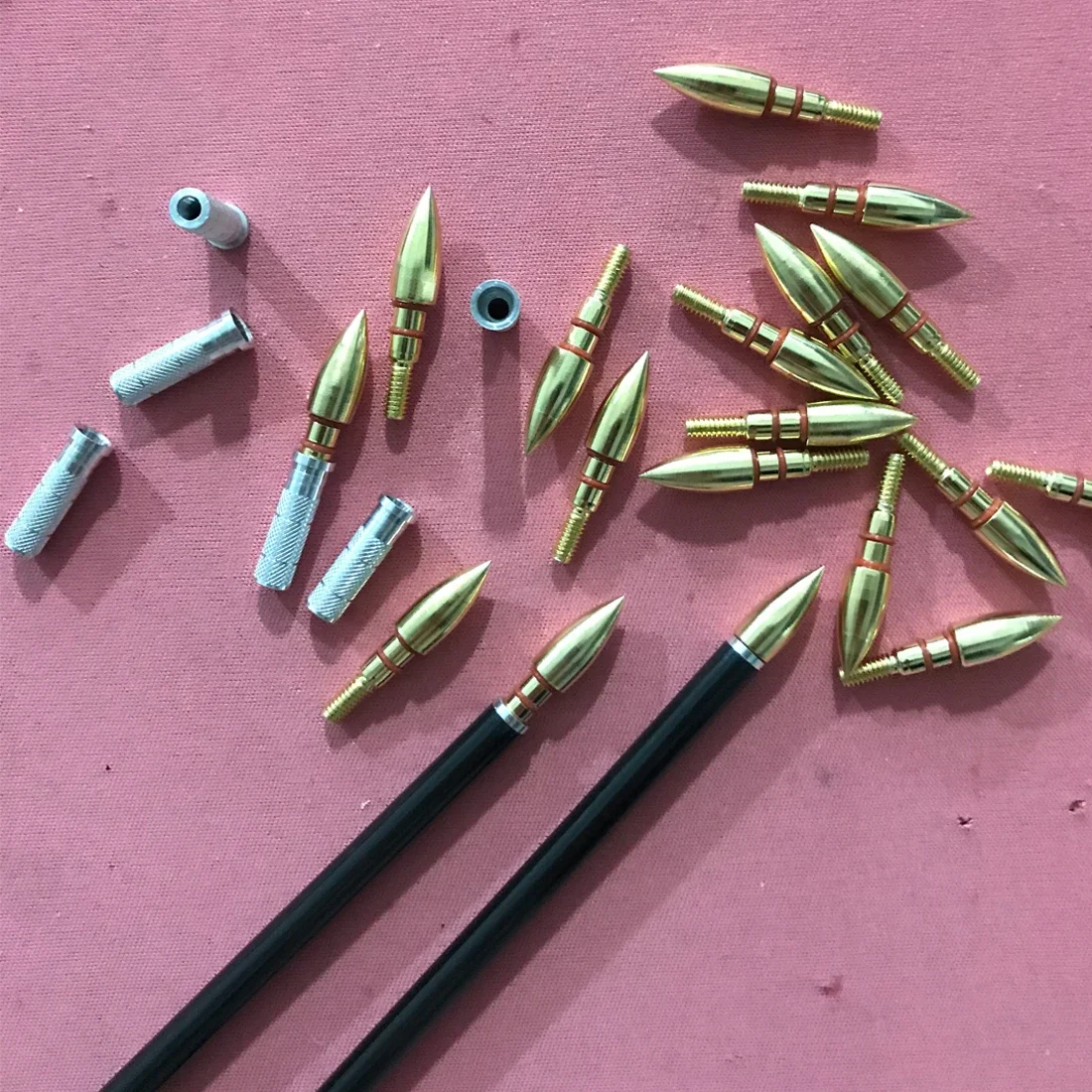 12pcs Archery ID6.2mm OD7.6mm Arrow Points Tips Target 75/100GR O Rubber Ring Aluminum Insert Compound Bow Hunting-2