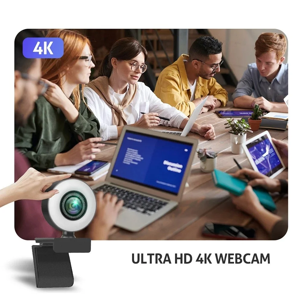 4K 2K 1080P Webcam Light Control Full HD 8MP Webcam PC Laptop Auto Focus Live Streaming Flexible with Microphone Live Broadcast-3