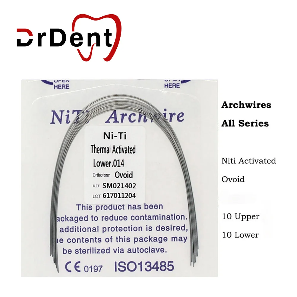 10pcs/pack Dental Orthodontics Arch Wire Thermally Activated Oviod NITI Arcs 012/014/016/018/020 Upper/Lower
