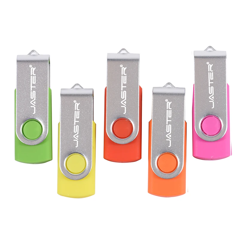 JASTER Rotatable Colorful USB 2.0 Flash Drive 128GB Creative Gift Memory Stick 64GB Silver Clip Pen Drive 32GB U Disk 16GB 8GB-5