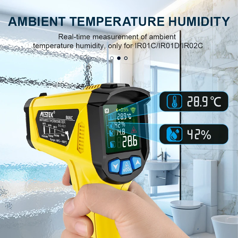 Digital Infrared Thermometer Industrial 400/800°C LCD Non-contact Pyrometer Kitchen Laser High Temperature Meter Humidity Meter-4