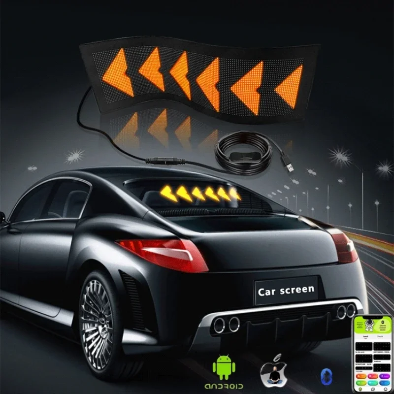 LED Car Sign Multilingual Messages Scrolling Text Screen USB 5V APP Programmable Flexible LED Display Board for Shop Bar Display-3