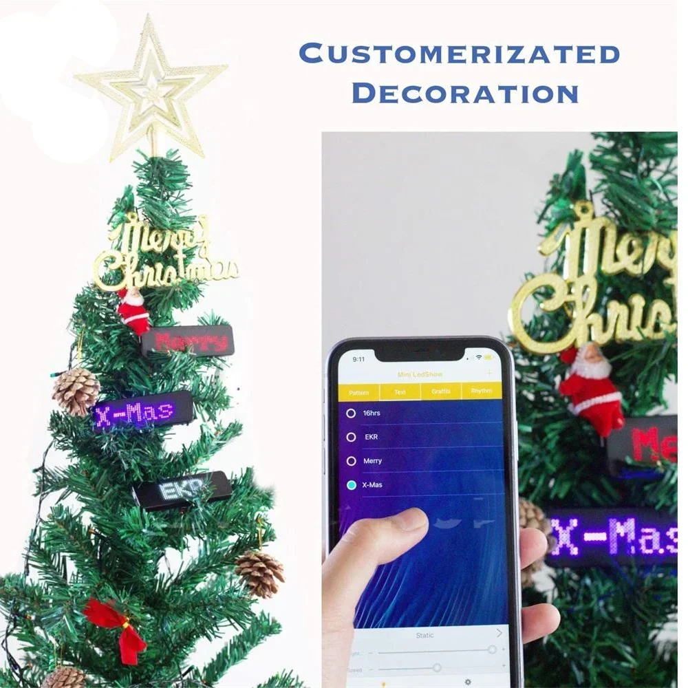 LED Fully New Bluetooth LED Name Badge DIY Programmable Scrolling Message Board Mini LED Display HD Text Digits Pattern Display-2