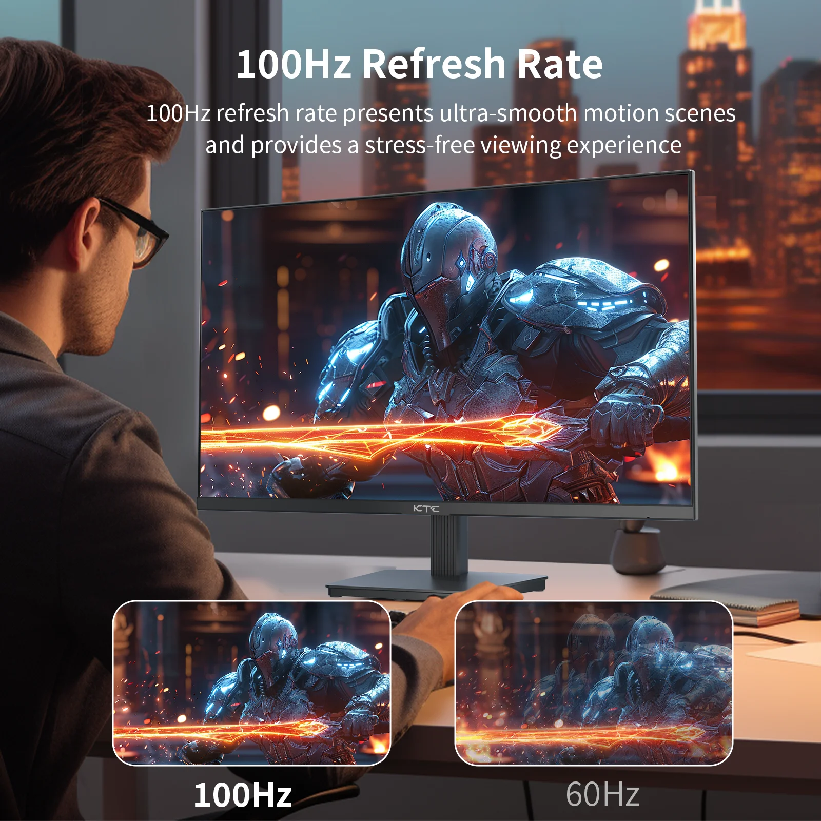 KTC H27T27 27inch QHD 100Hz Gaming Monitor 2560x1440 IPS Fast Panel Screen 16:9 ELED 1ms GTG Response Time 99% sRGB HDR10-2