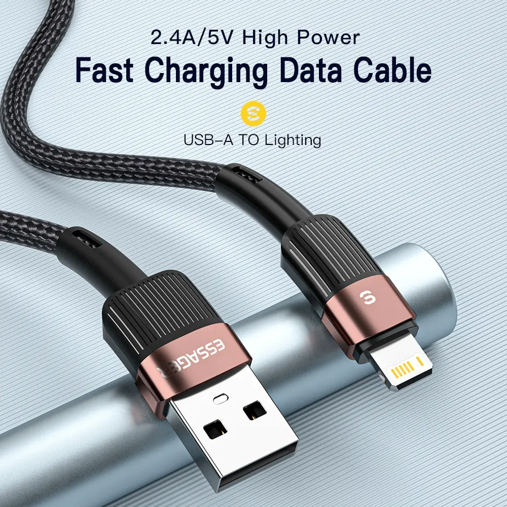 Essager Fast Charging For iPhone Usb Cable 11 12 13 Pro Max Mini Xs Xr X SE 8 7 6 Plus 6s 5 5s 2.4A Wire For iPhone Charger Cord-2