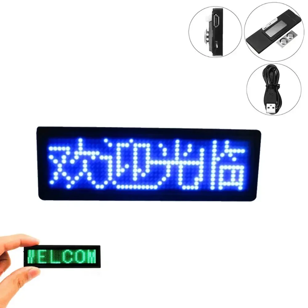 Fully New Bluetooth LED Name Badge DIY Programmable Scrolling Message Board Mini LED Display HD Text Digits Pattern Display-2