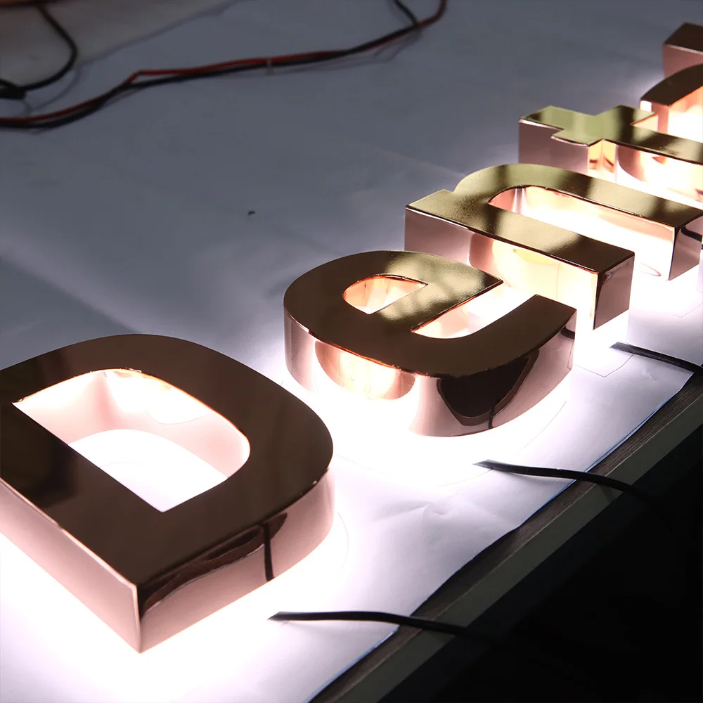 High 3d metal backlit signs customizable store front signage Metal Logo channel Letter business sign custom-3