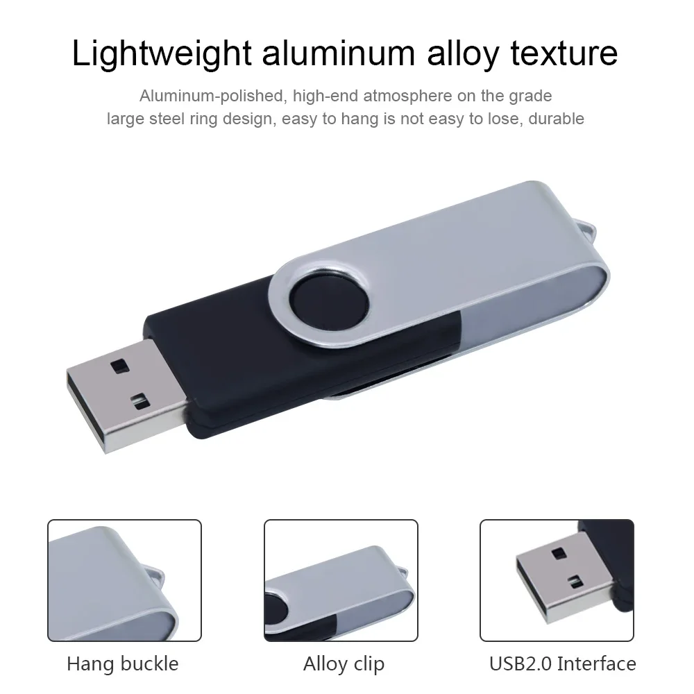 флешка usb 32GB Flash Drive 16 Giga Memory Stick Metal Jump Drive Swivel Pendrive Portable 64 128 GB cle usb 2.0 Pen Drives-3