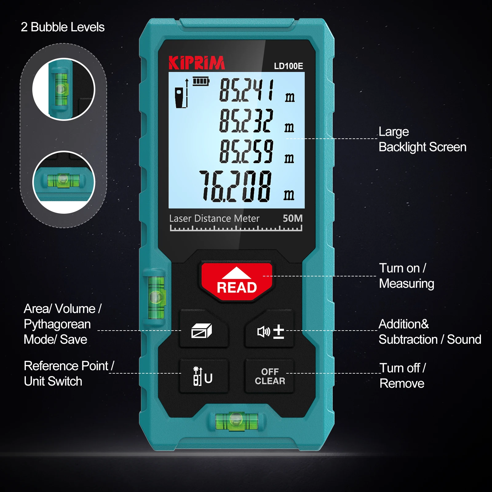 Kiprim Laser Rangefinder 50M 70M 100M Mini Laser Measurement Tool Laser Tape High Accuracy  Multiple Measurement Functions-6