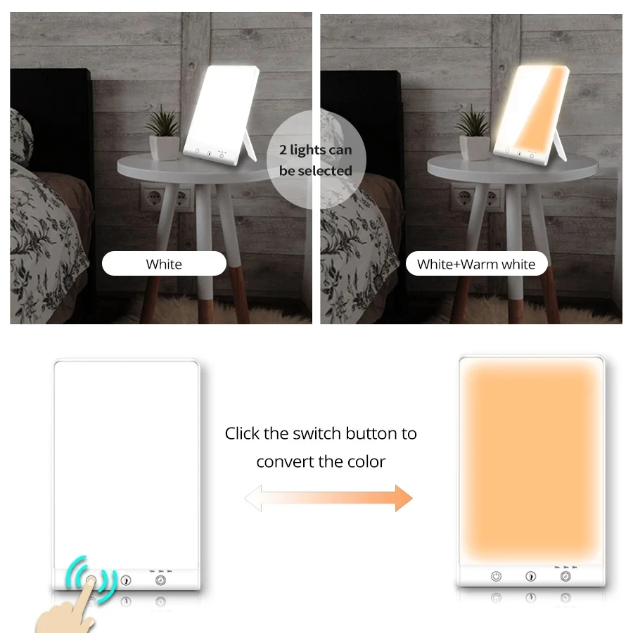 10000 Lux LED SAD Light Daylight Therapy Lamp 3200k Happy Mood Light Touch Dimmable for Winter Anti Depression LED NightLights-4
