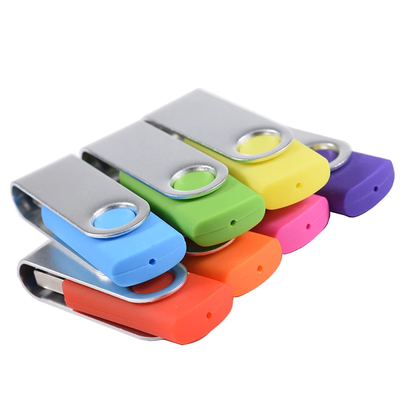 JASTER Rotatable Colorful USB 2.0 Flash Drive 128GB Creative Gift Memory Stick 64GB Silver Clip Pen Drive 32GB U Disk 16GB 8GB-6
