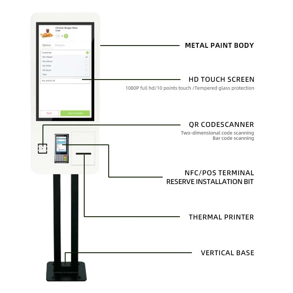 32 Inch Wall Mount Order Kiosk Ordering Machine Order Kiosk For Fast Food Smart Terminal POS Cash Self Service Kiosk-5