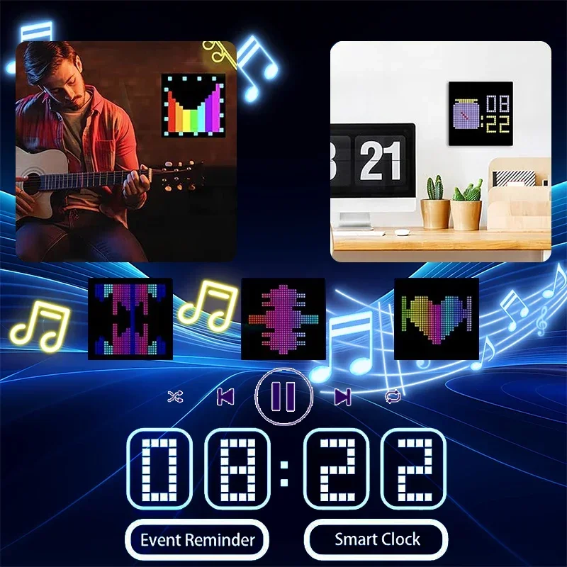 LED Pixel Matrix Bluetooth Smart Display 64x64 RGB Digital Lamp Panel DIY Art Display Gaming Anime Room Decor Frame APP Control-6