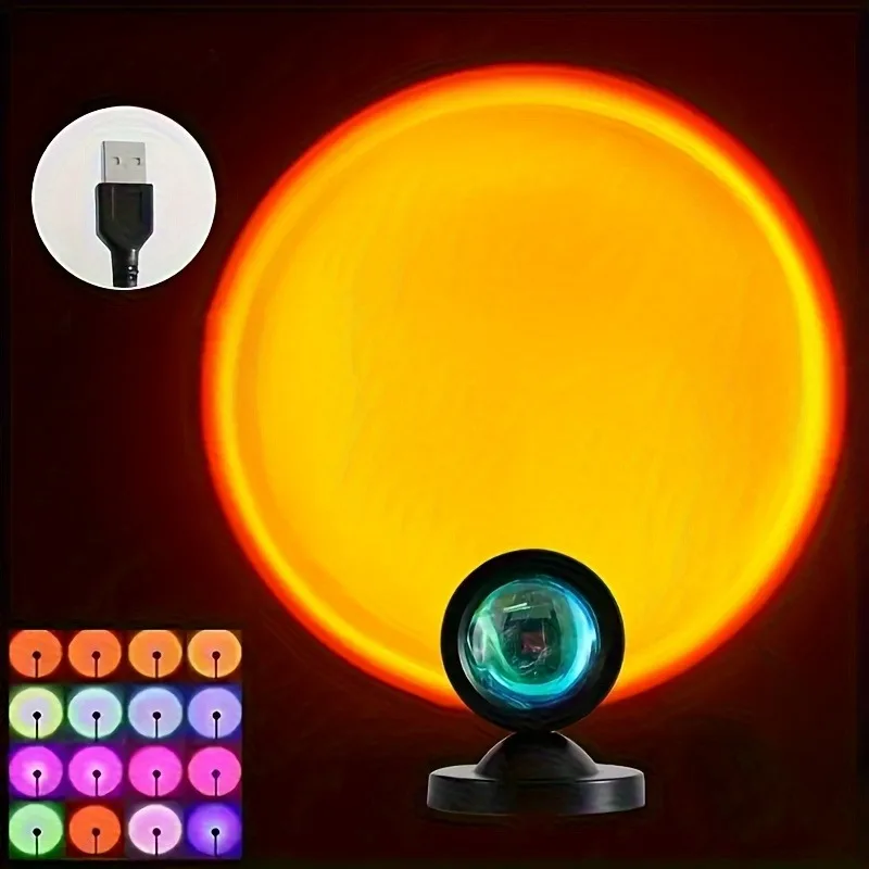 Sunset Light Projection LED Light with Remote Control, 16 Colors Night Light, RGB Lighted Sunrise Lights-2