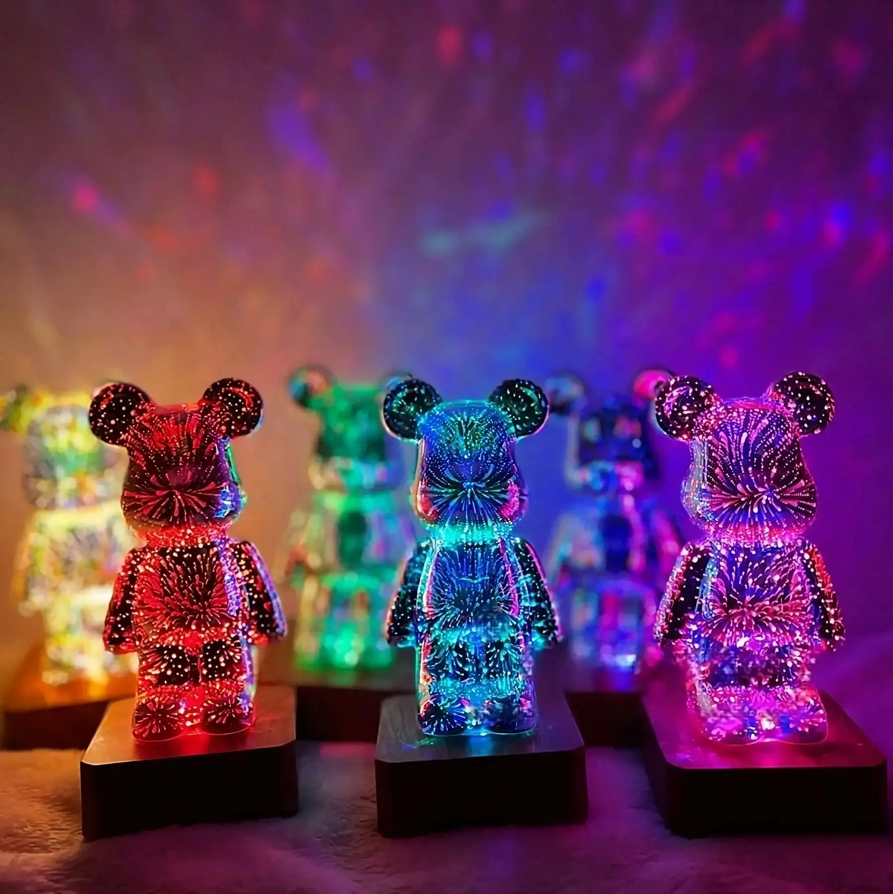 LED 3D Bear Fireworks Night Light USB Room Decoration Ambient Light Suitable for Children Room Bedroom Decoration-6